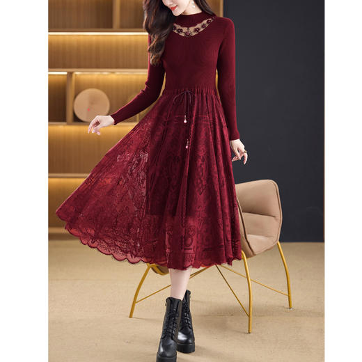 QYHCBB560针织连衣裙女装新品韩版修身中长款时尚毛衣裙a字裙洋气显瘦裙子 商品图0