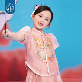 年衣童装新中式女童短袖套装夏款女孩中国风唐装上衣裙子田野仙踪中式套装