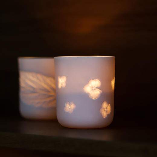 【新版】Eryu Ceramics耳语陶瓷工作室 落叶系列 植物 绣球烛台杯 商品图0