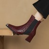 【预售5天】韩版金属方头高跟短筒马丁靴，粗跟弹力时尚显瘦靴LD&6963 商品缩略图4
