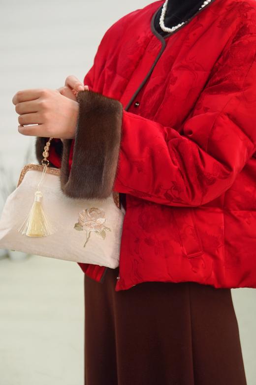 M1臣禾【卡码拍小】【新中式提花鹅绒服】 水貂毛袖（可脱卸）JZ244250227 商品图8