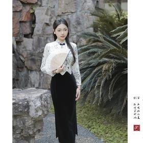 【寒冬青】丝绒复古显瘦晕染旗袍质感日常改良新中式