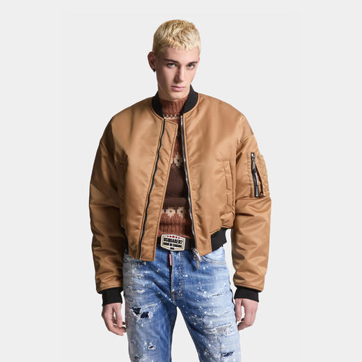 DSQUARED2 男士80 年代尼龙飞行员夹克外套 驼色 S71AN0578 S35411 124 商品图2