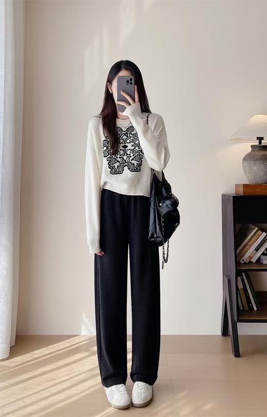 新款含650g醋酸羊毛厚款松紧腰年糕显瘦直流裤 商品图6