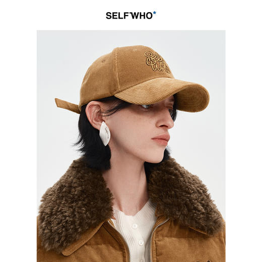 SELFWHO卡其色灯芯绒棒球帽女2024秋冬新款休闲户外遮阳鸭舌帽子 商品图0