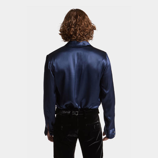 DSQUARED2 男士丝缎性感领带长袖衬衫 蓝色 S71DM0745 D35123 486 商品图2