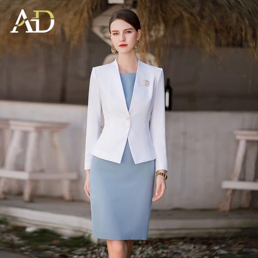 AD职业装气质女神范西装套装新款无袖内搭连衣裙白色西服两件套裙 商品图2