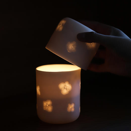 【新版】Eryu Ceramics耳语陶瓷工作室 落叶系列 植物 绣球烛台杯 商品图1