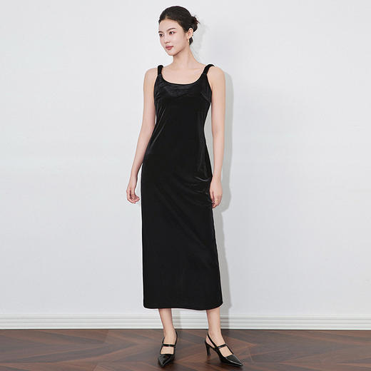 【高货wl】全新升级【铂金会员238/天猫299/差价61】(33434) 洛诗琳高级感名媛气质吊带秋冬款打底裙立绒收腰连衣裙 商品图2