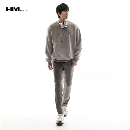 HIM漢崇  云感软糯摇粒绒圆领卫衣男激光字母烧花休闲宽松2025冬季 商品图1