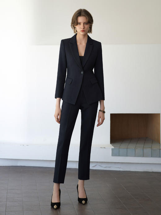 AD秋季藏青色时尚西服外套修身气质职业小西装套装女公务员面试装 商品图2