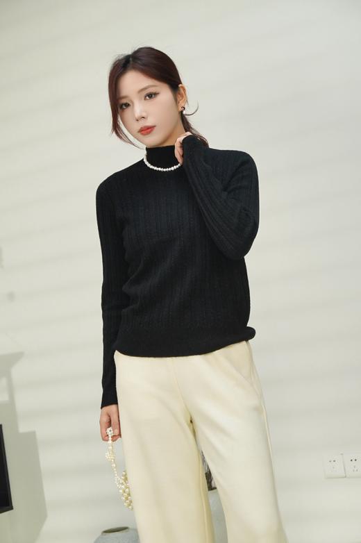 米色L1 臣禾【金葱麦穗毛衫】 26支全毛半高领针织衫JZ244090144 商品图3