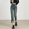 【顺丰包邮】13132 洛诗琳秋冬复古感卷边高腰直筒牛仔裤女1022A 商品缩略图2