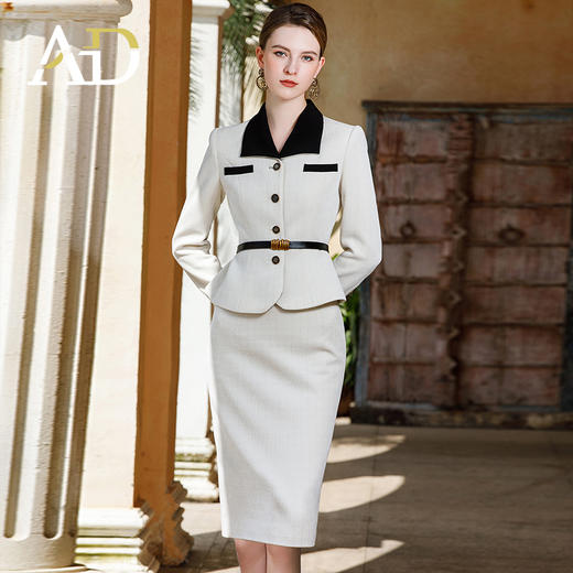 AD气质名媛小香风套装女秋冬洋气减龄收腰显瘦短外套半身裙两件套 商品图1
