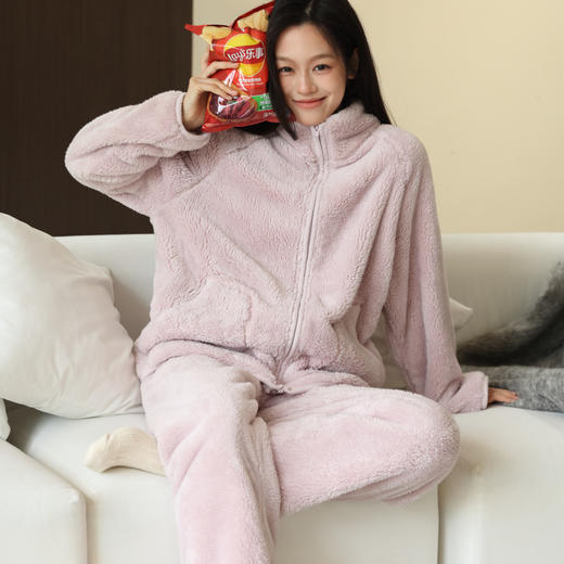暖绒绒睡衣  可外穿 双面绒 保暖套装 厚毛绒家居服 商品图1