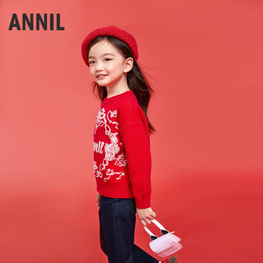 女童圆领针织毛衫春季新款安奈儿童装实体店同款AG514525 商品图2