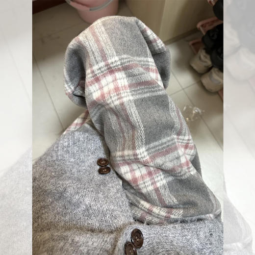 <曾小咸推荐> 灰格抽绳毛呢阔腿裤 日常价139/件 活动价99！！ 商品图0