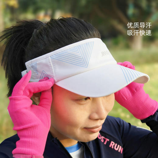 白色三角几何轻量速干防晒排汗运动空顶帽 商品图0