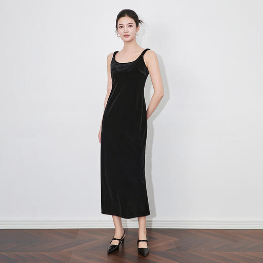 【高货wl】全新升级【铂金会员238/天猫299/差价61】(33434) 洛诗琳高级感名媛气质吊带秋冬款打底裙立绒收腰连衣裙 商品图3