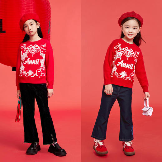 女童圆领针织毛衫春季新款安奈儿童装实体店同款AG514525 商品图5