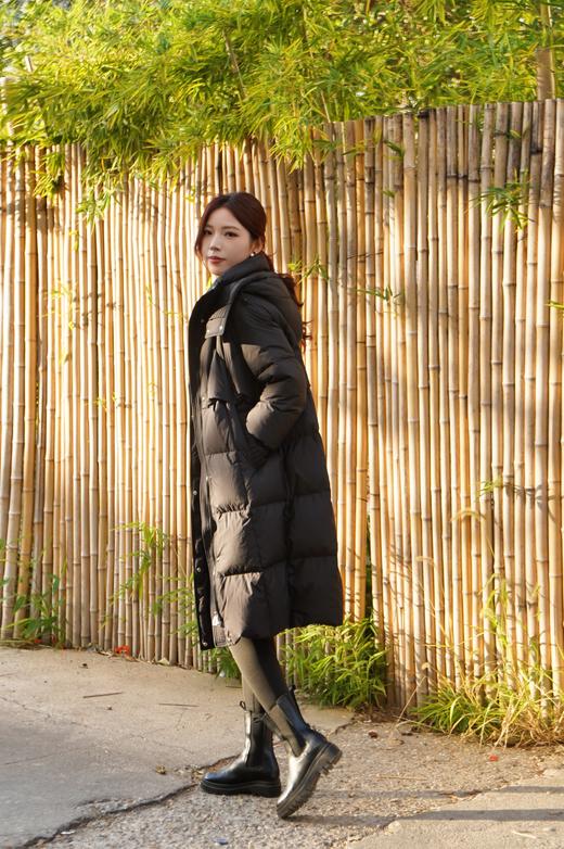 【黑色L1】臣禾 【迎冬羽绒】 连帽中长款加厚羽绒服JZ244070915 商品图5