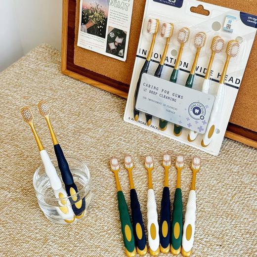 「买2送1」chocoikes密丝柔牙刷二代 舒适宽头 密丝软毛刷头 家庭装（1盒6支） 商品图1