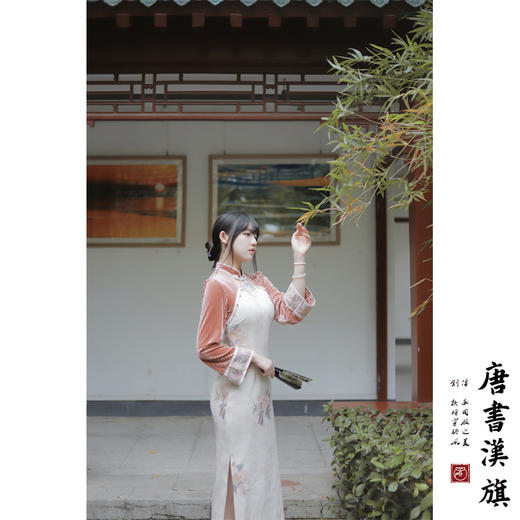 【云尽秋】灯芯绒长袖旗袍时尚高端复古民国风加绒改良新中式旗袍 商品图4