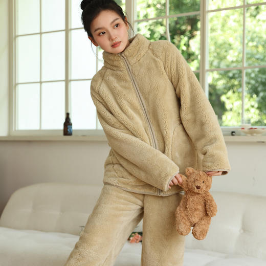 暖绒绒睡衣  可外穿 双面绒 保暖套装 厚毛绒家居服 商品图13