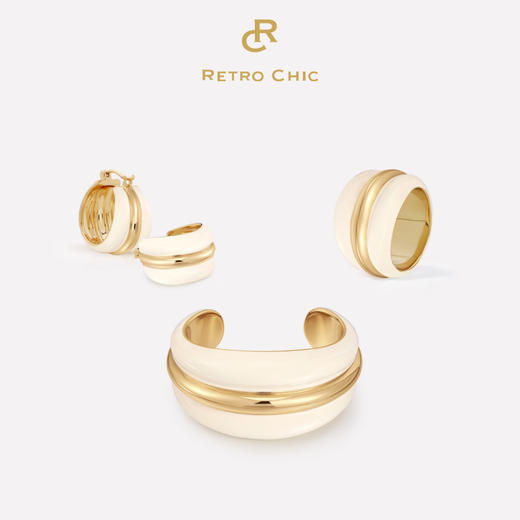 【赵丽颖同款】Art Nouveau新艺术时期 | 奥斯白色珐琅耳圈三件套 商品图0