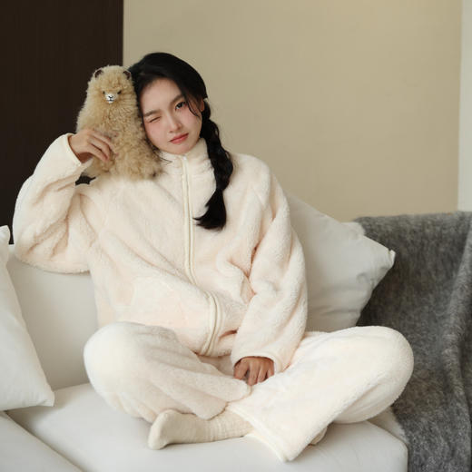 暖绒绒睡衣  可外穿 双面绒 保暖套装 厚毛绒家居服 商品图0