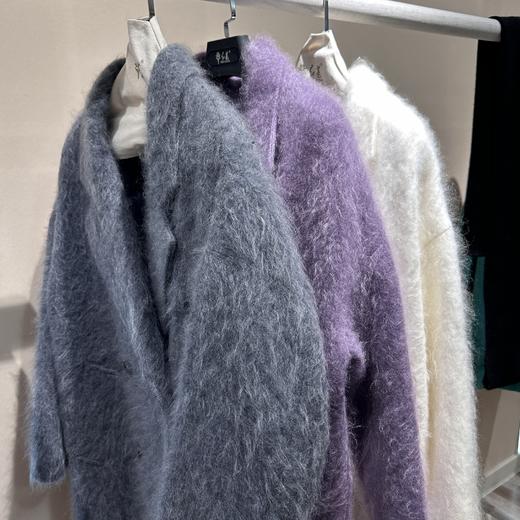 「Lo*o Pi*na同款」红莲拉绒羊绒长款翻领大衣 白色/紫色/灰色（爆款！预售15天内发货） 商品图1