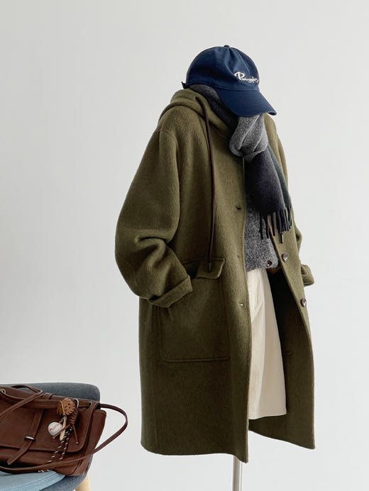 2024新款绿野仙踪秋冬连帽韩系复古宽松百搭气质中长款大衣高级感！ 商品图5