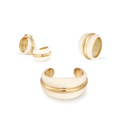 【赵丽颖同款】Art Nouveau新艺术时期 | 奥斯白色珐琅耳圈三件套 商品图5