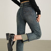 【顺丰包邮】13132 洛诗琳秋冬复古感卷边高腰直筒牛仔裤女1022A 商品缩略图4