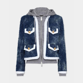 DSQUARED2 男士牛仔毛皮连帽夹克外套 蓝色 S71AN0580 D30001 470