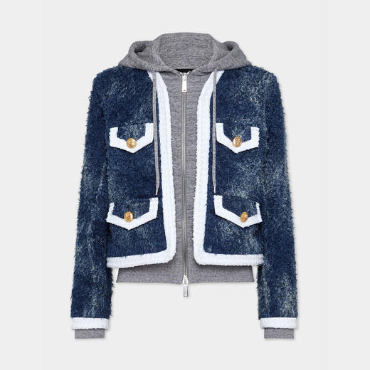 DSQUARED2 男士牛仔毛皮连帽夹克外套 蓝色 S71AN0580 D30001 470 商品图0