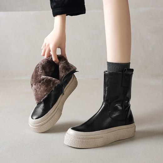 【预售5天】新款雪地靴加绒加厚短靴，真皮保暖舒适柔软棉鞋ASZ&W8551M 商品图0