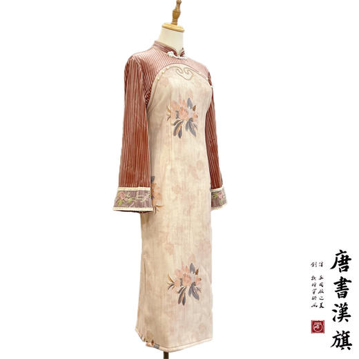 【云尽秋】灯芯绒长袖旗袍时尚高端复古民国风加绒改良新中式旗袍 商品图7