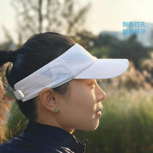 白色三角几何轻量速干防晒排汗运动空顶帽 商品图3