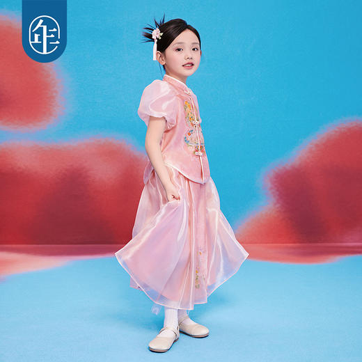 年衣童装新中式女童短袖套装夏款女孩中国风唐装上衣裙子田野仙踪中式套装 商品图4