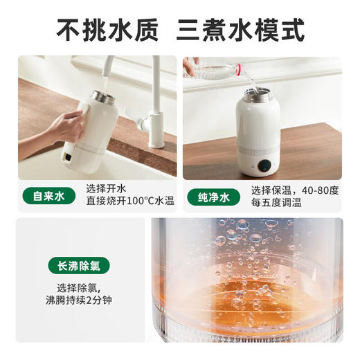 【小家电】BASSENS巴森便携式烧水壶旅行保温316不锈钢电热水壶便携式烧水杯大容量真空恒温壶加热水杯可除氯BS-B90 HF 商品图4