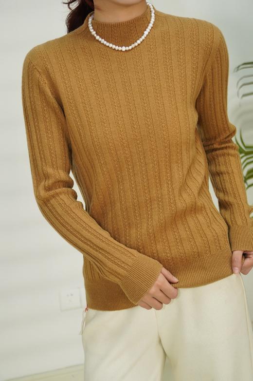 米色L1 臣禾【金葱麦穗毛衫】 26支全毛半高领针织衫JZ244090144 商品图5