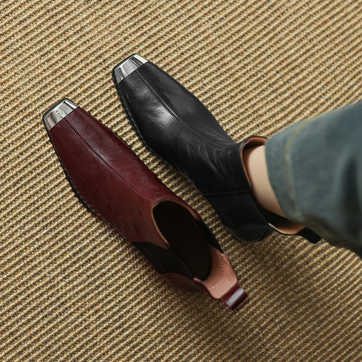 【预售5天】韩版金属方头高跟短筒马丁靴，粗跟弹力时尚显瘦靴LD&6963 商品图2