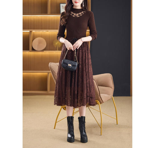 QYHCBB560针织连衣裙女装新品韩版修身中长款时尚毛衣裙a字裙洋气显瘦裙子 商品图1