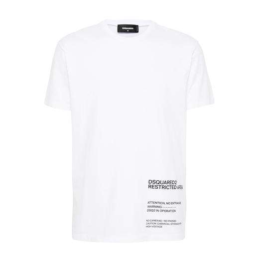 DSQUARED2 男士字母徽标印花棉质圆领短袖T恤 白色 S71GD1451 D20020 100 商品图0