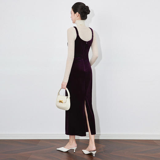 【高货wl】全新升级【铂金会员238/天猫299/差价61】(33434) 洛诗琳高级感名媛气质吊带秋冬款打底裙立绒收腰连衣裙 商品图4