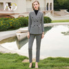 AD秋冬羊毛灰色西装套裤时尚OL人字纹高级感职业装气质正装女套装 商品缩略图0