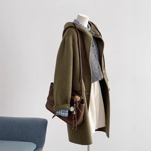 2024新款绿野仙踪秋冬连帽韩系复古宽松百搭气质中长款大衣高级感！ 商品图3