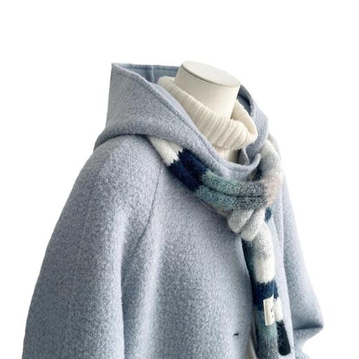 【抓住云朵】24新款可盐可甜蓝色连帽时尚百搭洋气学院风大衣 商品图4