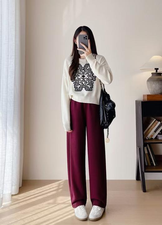 新款含650g醋酸羊毛厚款松紧腰年糕显瘦直流裤 商品图12